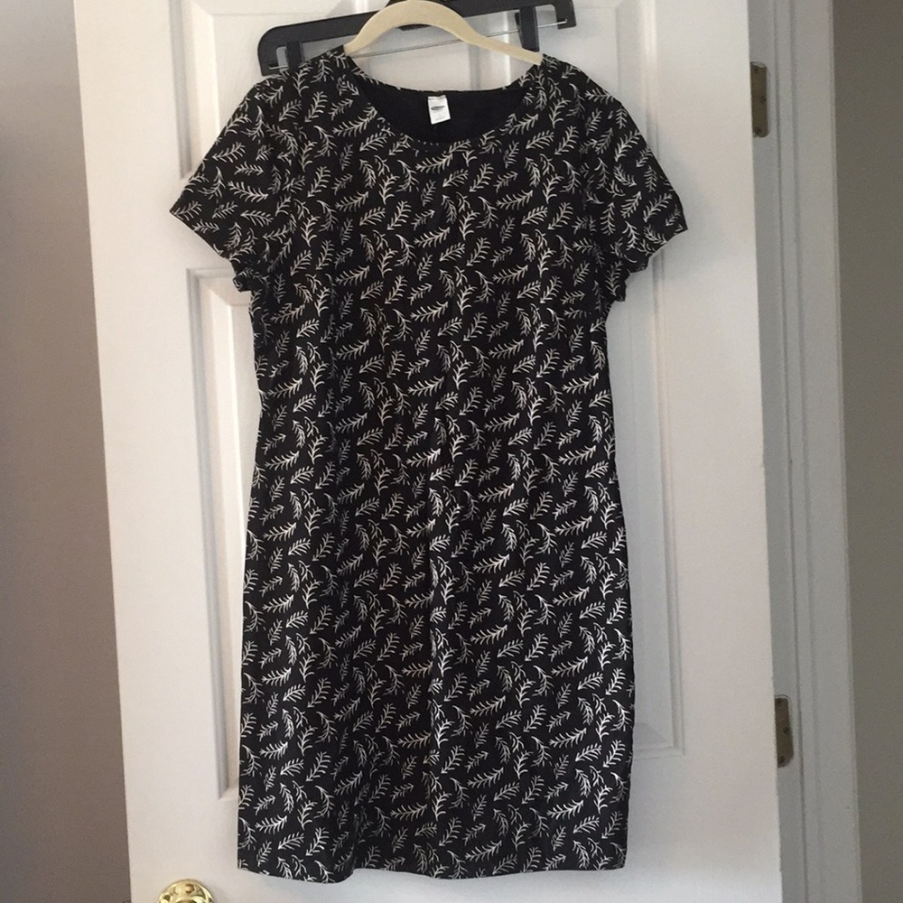 Black printed cotton t shirt dress